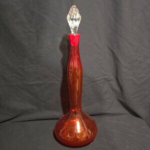 Vtg Blenko Genie Bottle Decanter - Orange